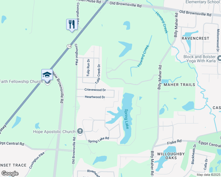 map of restaurants, bars, coffee shops, grocery stores, and more near 5764 Crievewood Drive in Memphis