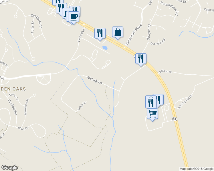 map of restaurants, bars, coffee shops, grocery stores, and more near 458 Melody Lane in Cameron