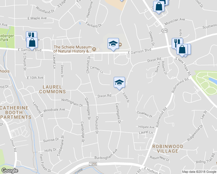 map of restaurants, bars, coffee shops, grocery stores, and more near 977 Sandswood Drive in Gastonia