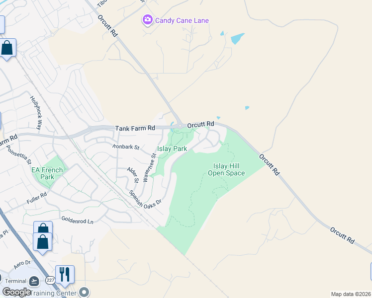 map of restaurants, bars, coffee shops, grocery stores, and more near 4451 Spanish Oaks Drive in San Luis Obispo