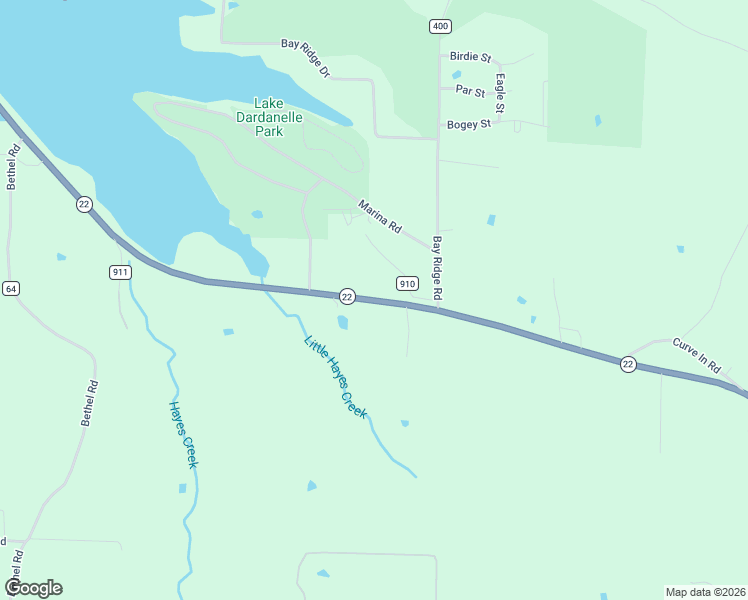 map of restaurants, bars, coffee shops, grocery stores, and more near State Highway 22 in Dardanelle