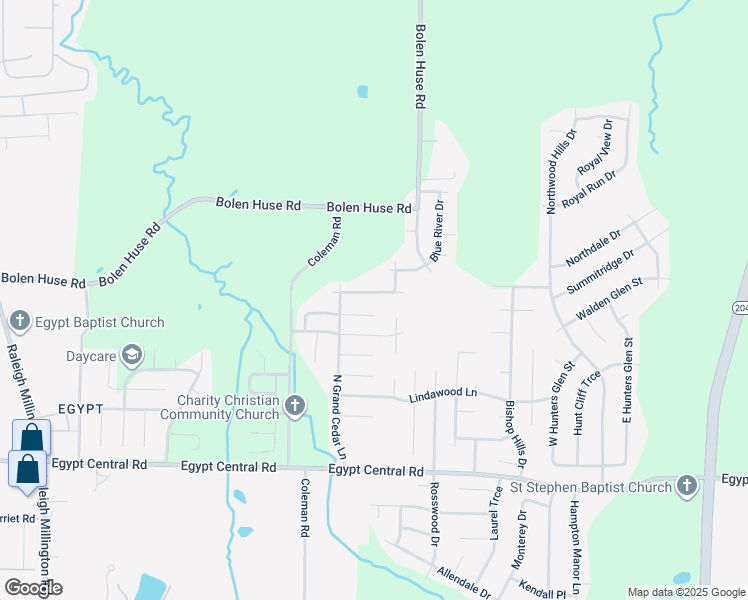 map of restaurants, bars, coffee shops, grocery stores, and more near 4552 Cedar Ridge Cove in Memphis