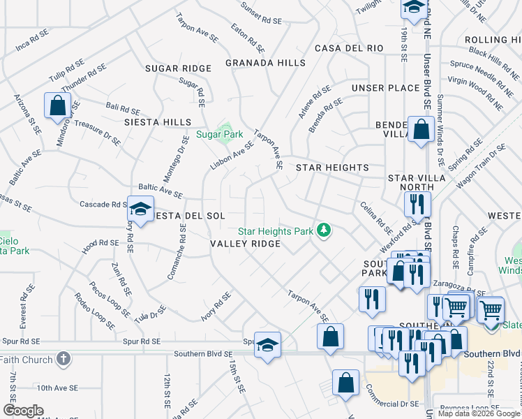 map of restaurants, bars, coffee shops, grocery stores, and more near 755 Hydra Road Southeast in Rio Rancho