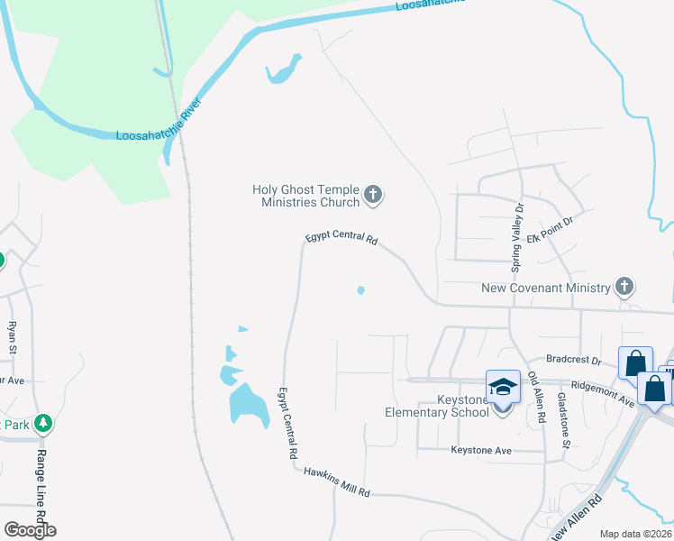 map of restaurants, bars, coffee shops, grocery stores, and more near 3089 Egypt Central Road in Memphis