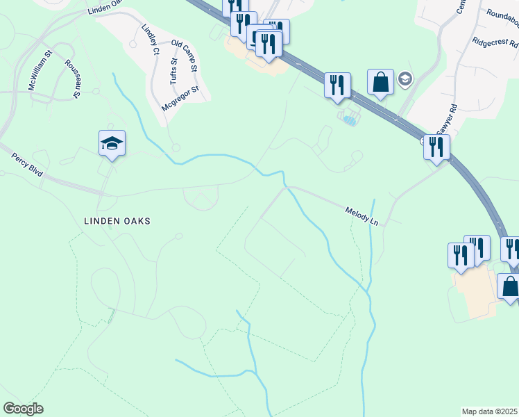 map of restaurants, bars, coffee shops, grocery stores, and more near 840 Melody Lane in Cameron