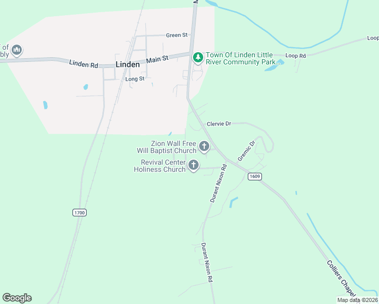 map of restaurants, bars, coffee shops, grocery stores, and more near 9431 Hillsboro Street in Linden