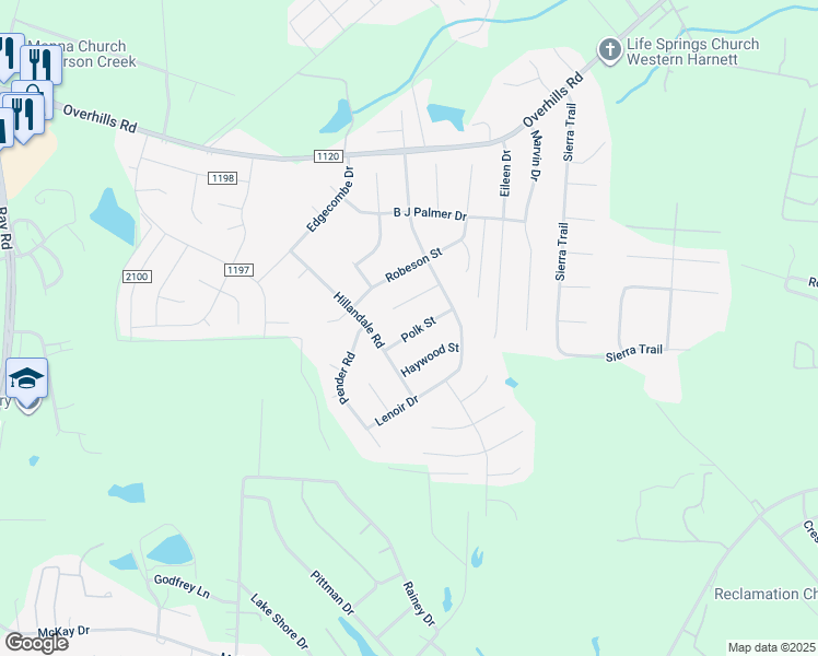 map of restaurants, bars, coffee shops, grocery stores, and more near 67 Polk Street in Spring Lake