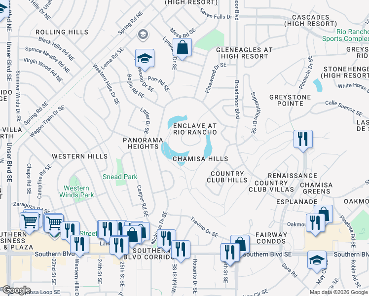 map of restaurants, bars, coffee shops, grocery stores, and more near 2848 West Island Loop in Rio Rancho