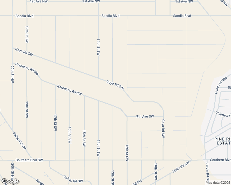 map of restaurants, bars, coffee shops, grocery stores, and more near 1213 Goya Road Southwest in Rio Rancho