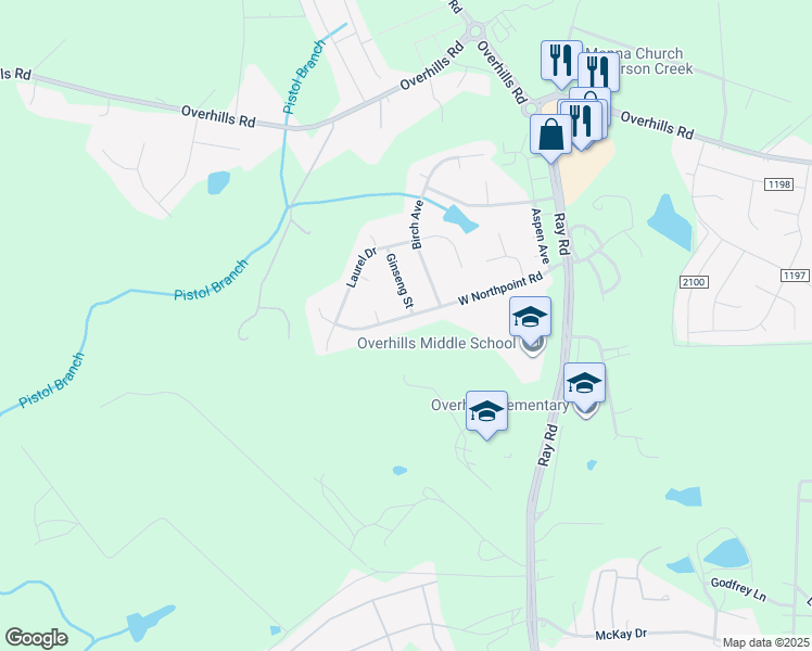 map of restaurants, bars, coffee shops, grocery stores, and more near 37 Ginseng Street in Spring Lake