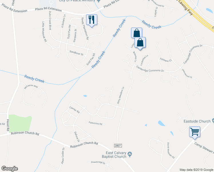 map of restaurants, bars, coffee shops, grocery stores, and more near 11109 Nolet Court in Charlotte
