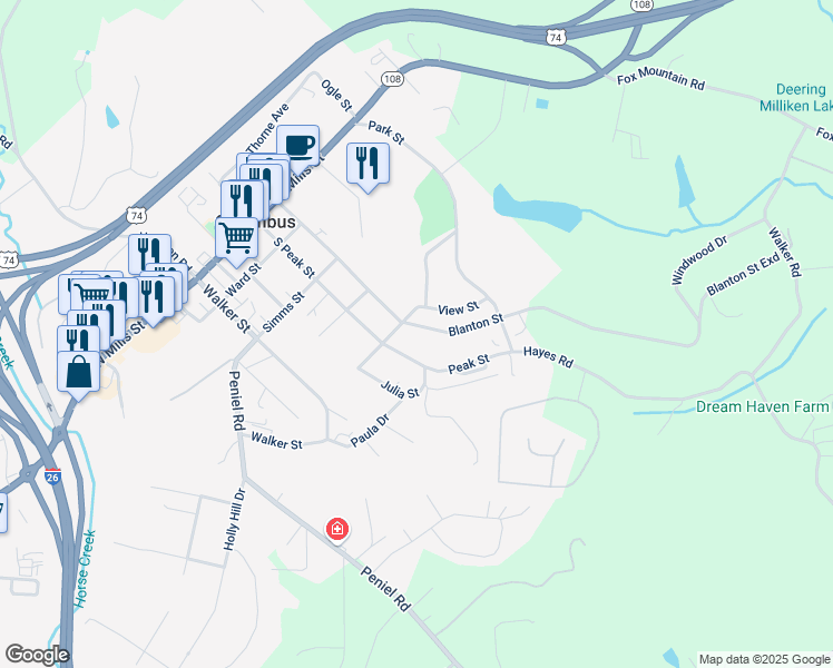 map of restaurants, bars, coffee shops, grocery stores, and more near 104 East Constance Street in Columbus