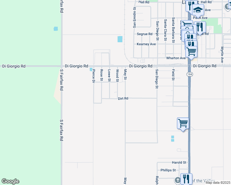 map of restaurants, bars, coffee shops, grocery stores, and more near 11512 Wood Street in Lamont