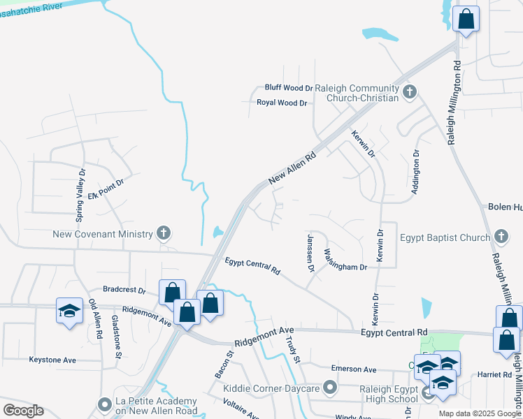 map of restaurants, bars, coffee shops, grocery stores, and more near 3670 Timberline Drive in Memphis