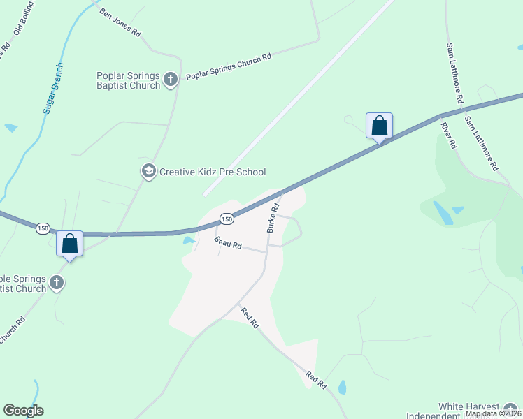 map of restaurants, bars, coffee shops, grocery stores, and more near 916 College Avenue in Shelby
