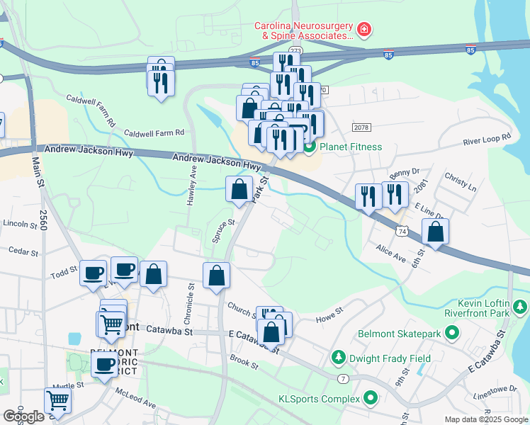 map of restaurants, bars, coffee shops, grocery stores, and more near 504 Mc Lean Avenue in Belmont