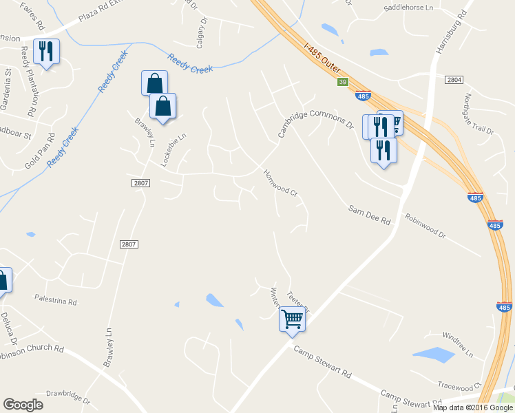 map of restaurants, bars, coffee shops, grocery stores, and more near 8301 Bedford Green Lane in Charlotte