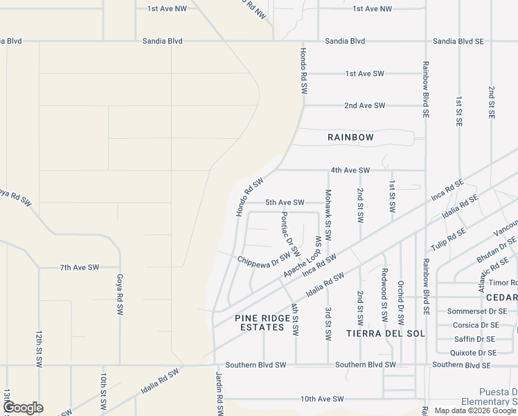 map of restaurants, bars, coffee shops, grocery stores, and more near 492 Apache Loop Southwest in Rio Rancho