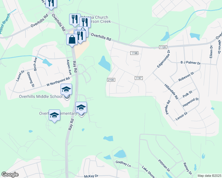 map of restaurants, bars, coffee shops, grocery stores, and more near 185 Woodbridge Drive in Spring Lake