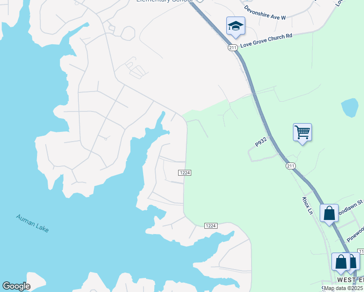 map of restaurants, bars, coffee shops, grocery stores, and more near 497 Longleaf Drive in Seven Lakes