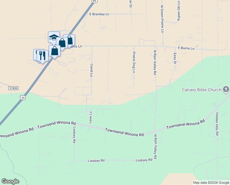 map of restaurants, bars, coffee shops, grocery stores, and more near 7671 Hummingbird Lane in Flagstaff
