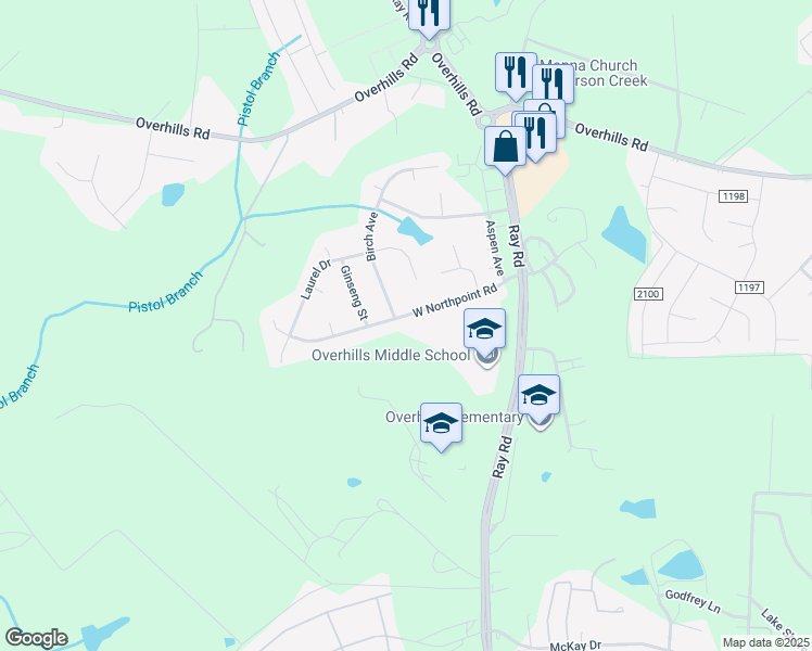 map of restaurants, bars, coffee shops, grocery stores, and more near 243 West Northpoint Road in Spring Lake