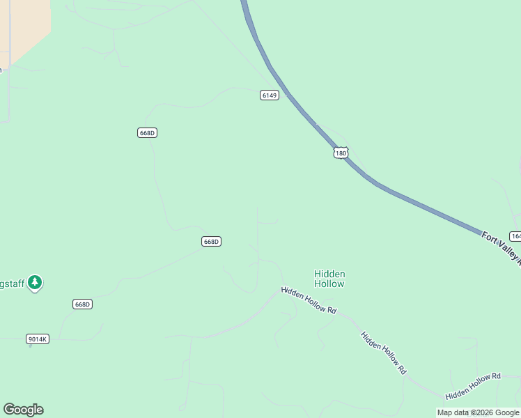 map of restaurants, bars, coffee shops, grocery stores, and more near 5216 Hidden Hollow Road in Flagstaff