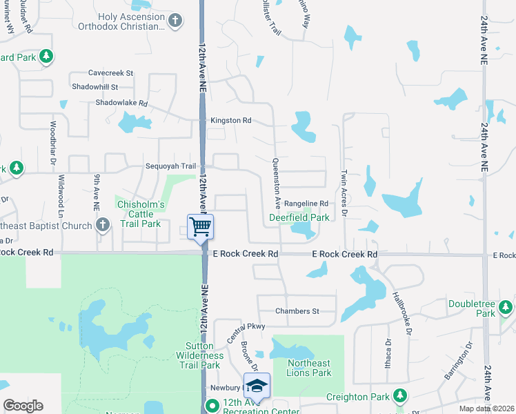 map of restaurants, bars, coffee shops, grocery stores, and more near 2609 Deer Chase Drive in Norman