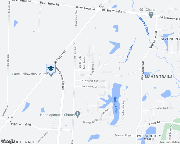 map of restaurants, bars, coffee shops, grocery stores, and more near 5693 Mandy Smith Lane in Memphis