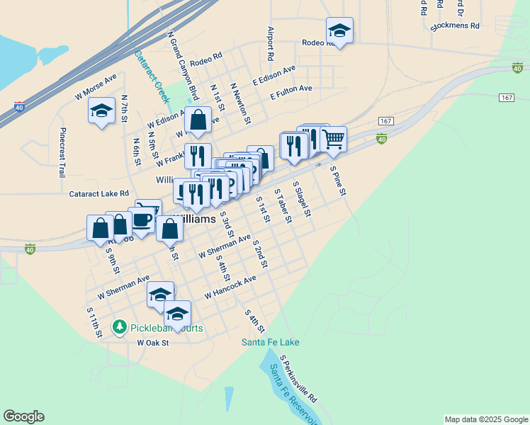 map of restaurants, bars, coffee shops, grocery stores, and more near 871 Liberator Drive in Grand Canyon Village