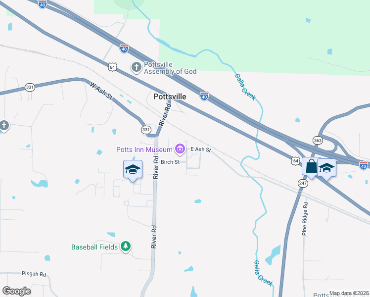 map of restaurants, bars, coffee shops, grocery stores, and more near 164 East Ash Street in Pottsville