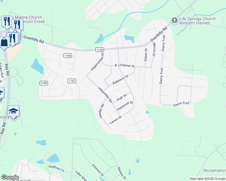 map of restaurants, bars, coffee shops, grocery stores, and more near 116 Person Court in Spring Lake