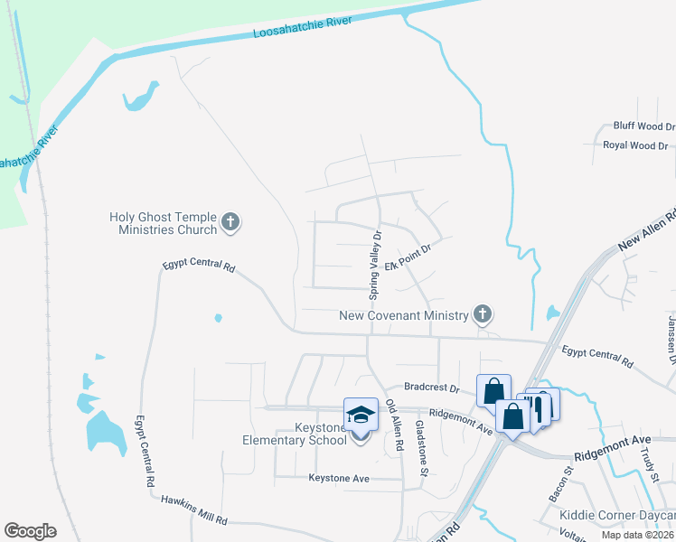 map of restaurants, bars, coffee shops, grocery stores, and more near 3265 Valley Stream Cove in Memphis