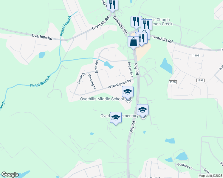 map of restaurants, bars, coffee shops, grocery stores, and more near 243 West Northpoint Road in Spring Lake