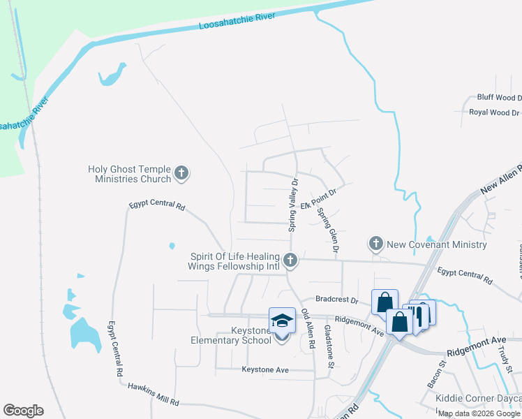 map of restaurants, bars, coffee shops, grocery stores, and more near 3265 Valley Stream Cove in Memphis