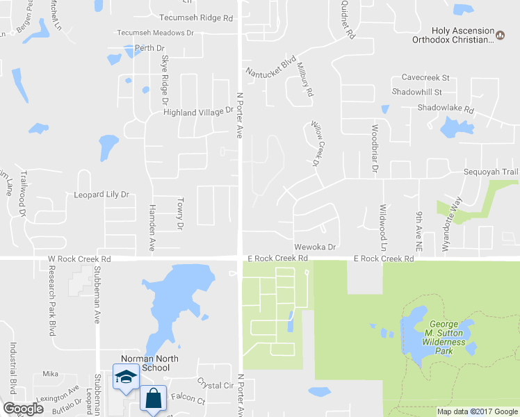 map of restaurants, bars, coffee shops, grocery stores, and more near 2509 Weymouth Place in Norman