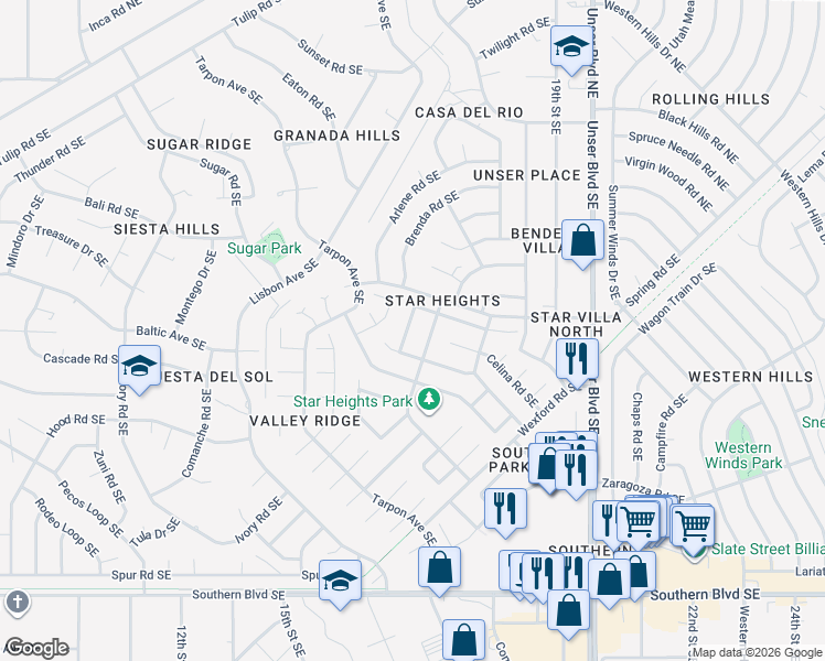 map of restaurants, bars, coffee shops, grocery stores, and more near 700 Alpha Road Southeast in Rio Rancho