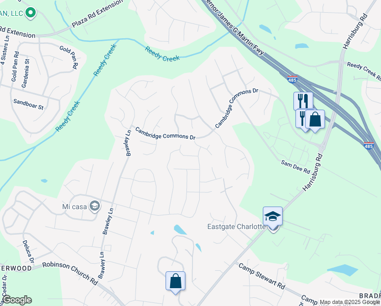 map of restaurants, bars, coffee shops, grocery stores, and more near 8706 Kishorn Court in Charlotte