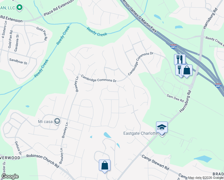 map of restaurants, bars, coffee shops, grocery stores, and more near 8706 Kishorn Court in Charlotte