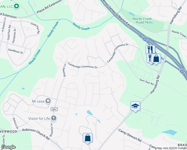 map of restaurants, bars, coffee shops, grocery stores, and more near in Charlotte