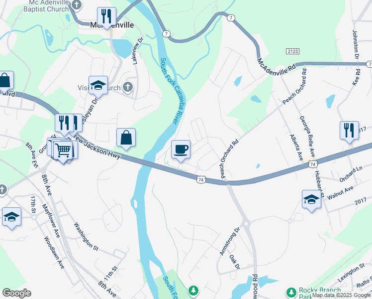 map of restaurants, bars, coffee shops, grocery stores, and more near 1010 South Fork Village Drive in Belmont