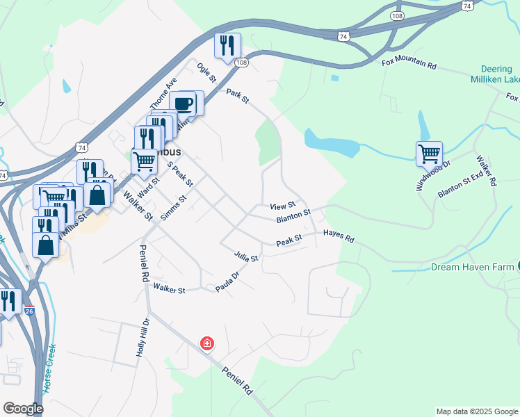 map of restaurants, bars, coffee shops, grocery stores, and more near 104 East Constance Street in Columbus