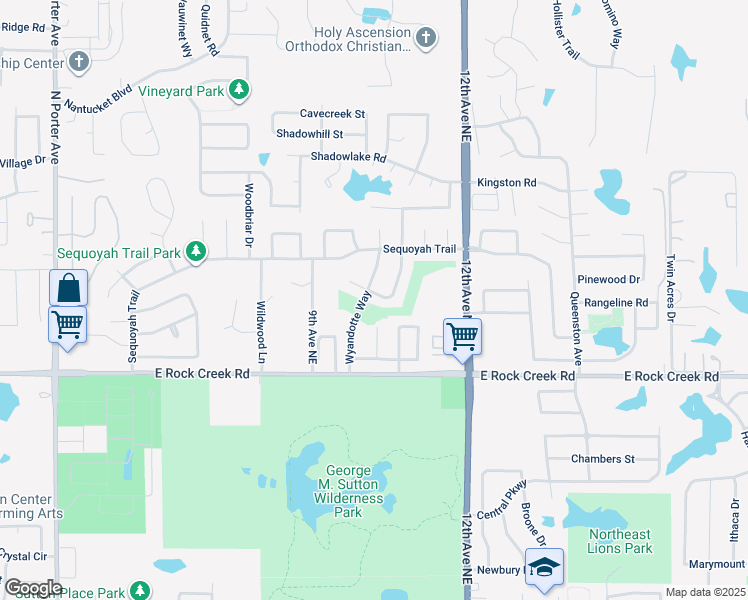 map of restaurants, bars, coffee shops, grocery stores, and more near 1000 Quanah Parker Trail in Norman