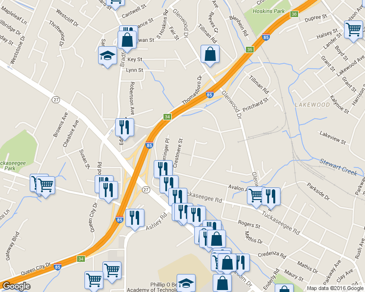 map of restaurants, bars, coffee shops, grocery stores, and more near 919 Crestmere Street in Charlotte