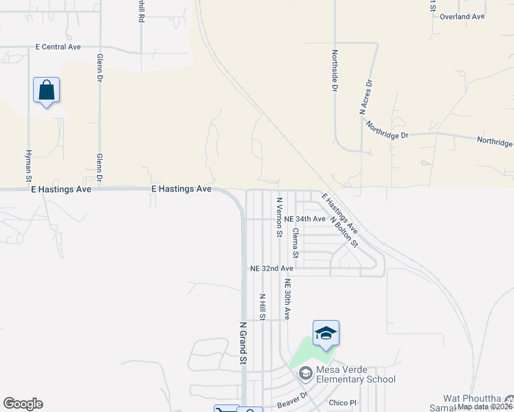 map of restaurants, bars, coffee shops, grocery stores, and more near 3407 North Hill Street in Amarillo
