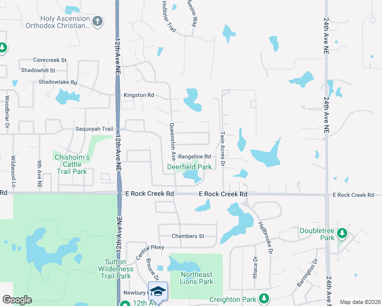 map of restaurants, bars, coffee shops, grocery stores, and more near 1529 Rangeline Road in Norman