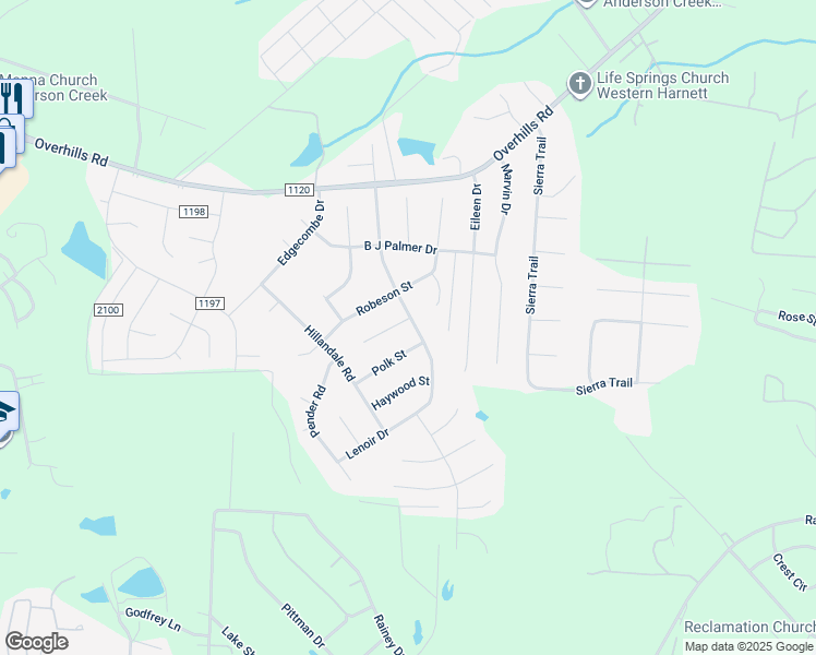 map of restaurants, bars, coffee shops, grocery stores, and more near 11 Person Court in Spring Lake