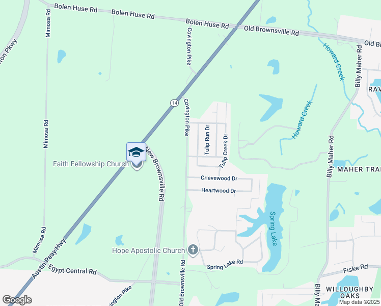 map of restaurants, bars, coffee shops, grocery stores, and more near 5634 Mandy Smith Lane in Memphis