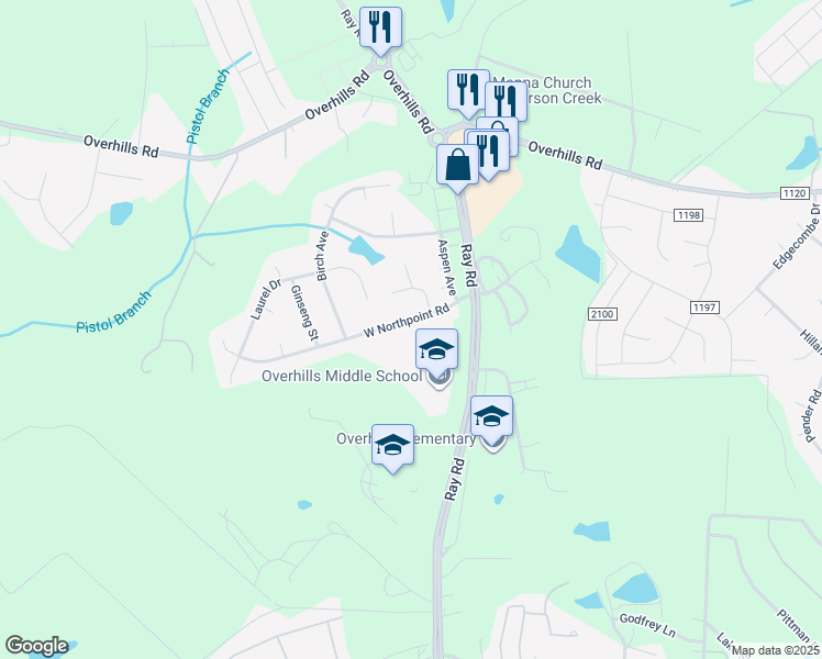 map of restaurants, bars, coffee shops, grocery stores, and more near 155 West Northpoint Road in Spring Lake