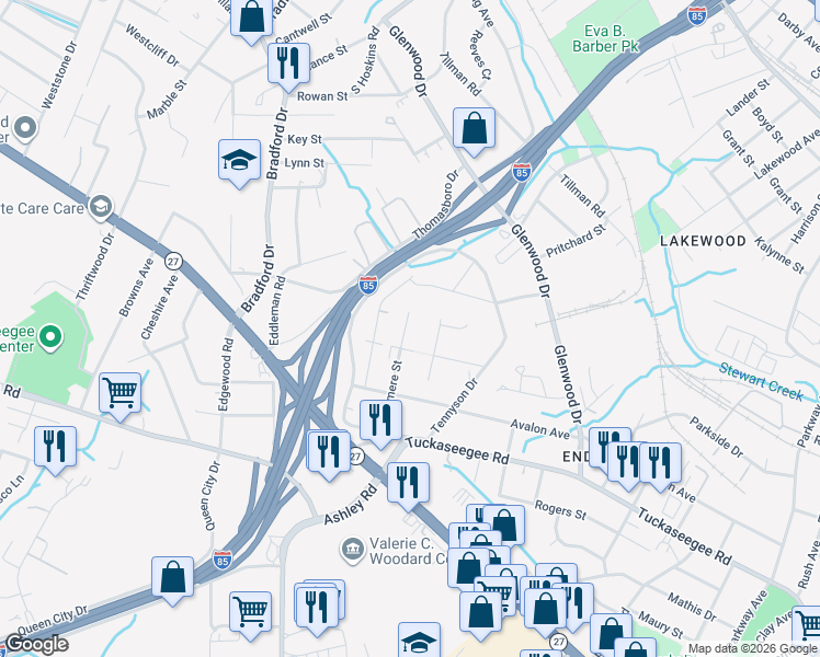 map of restaurants, bars, coffee shops, grocery stores, and more near 919 Crestmere Street in Charlotte